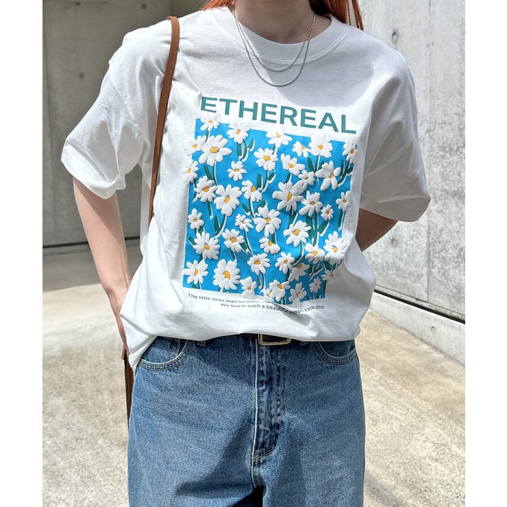 フラワープリント 半袖 Tシャツ[品番：AZ000004616]｜andme