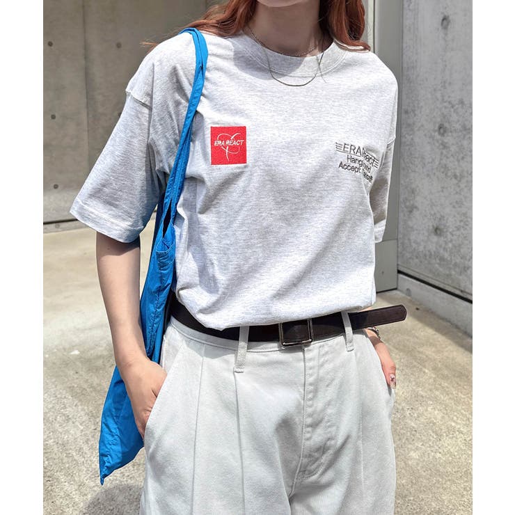 オートミール杢 | ERAReact ロゴ刺繍入り 半袖 | andme