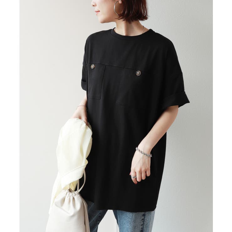 ブラック | ベルト付き 半袖 Tシャツ | andme