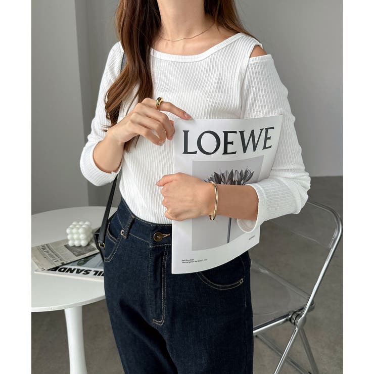 限定お買い得商品 肩開き 長袖 Tシャツ[品番：AZ000003541]｜andme（アンドミー トップス