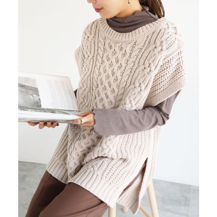 アイスベージュ | ケーブル編み アクリル バルキー | andme