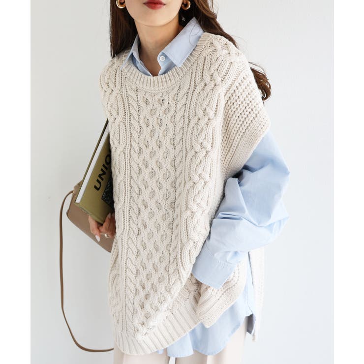 アイボリー | ケーブル編み アクリル バルキー | andme