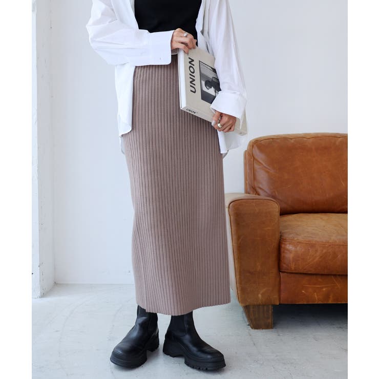 ch13 LE PHIL クリアニットスカート ロングスカート リブニット タイト  