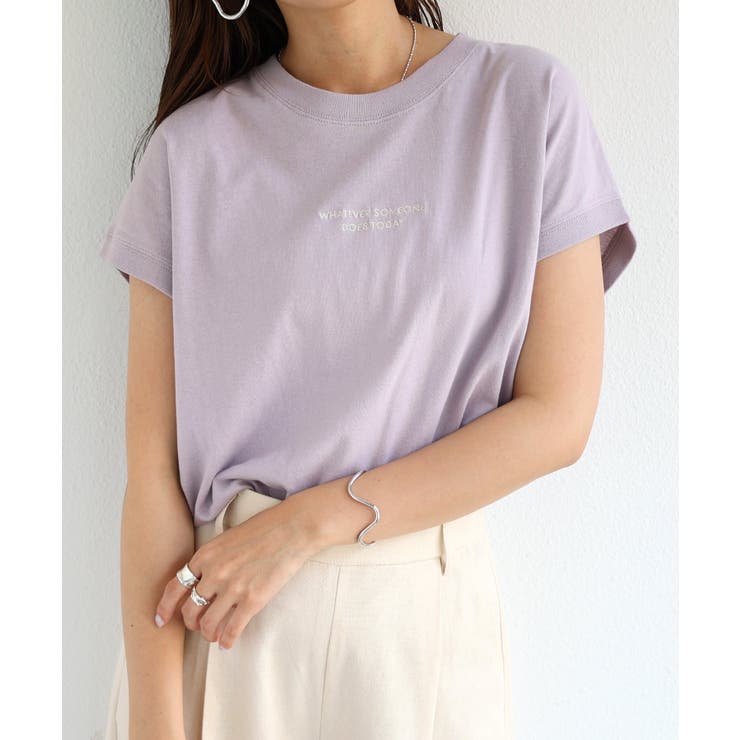 DOUBLE STANDARD CLOTHING tシャツ 筆記体ロゴ刺繍天竺Tシャツ