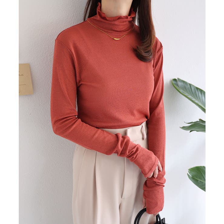 シアー ハイネック 指ぬき[品番：AZ000004151]｜andme（アンドミー）の