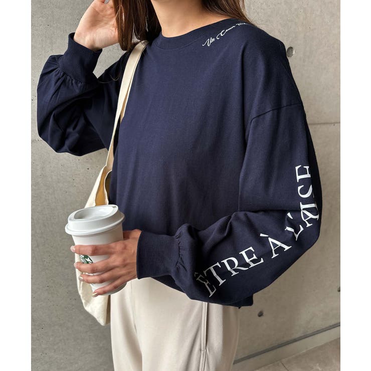 ネイビー | コットン ロゴ プリント | andme