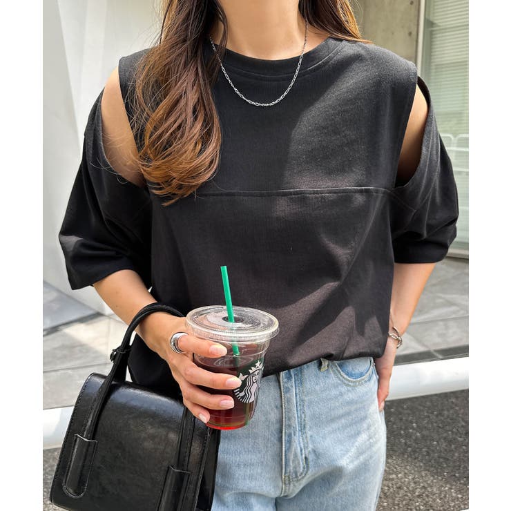 カットアウト デザイン Tシャツ[品番：AZ000004334]｜andme