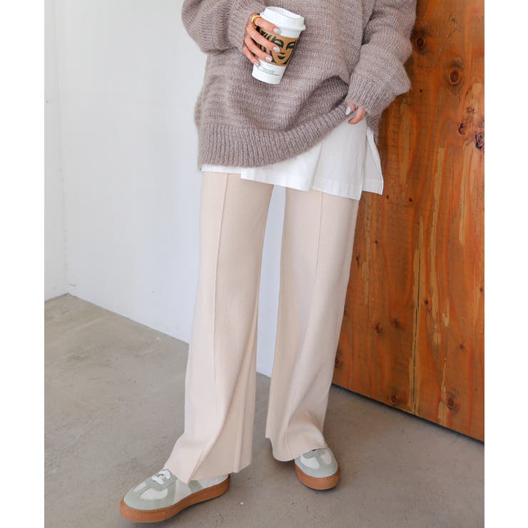 クリーム | ストレッチ ピンタック ニット | andme