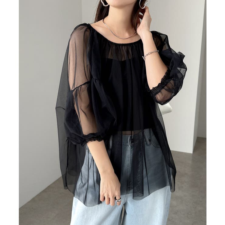 ブラック | チュール レイヤード ギャザー | andme