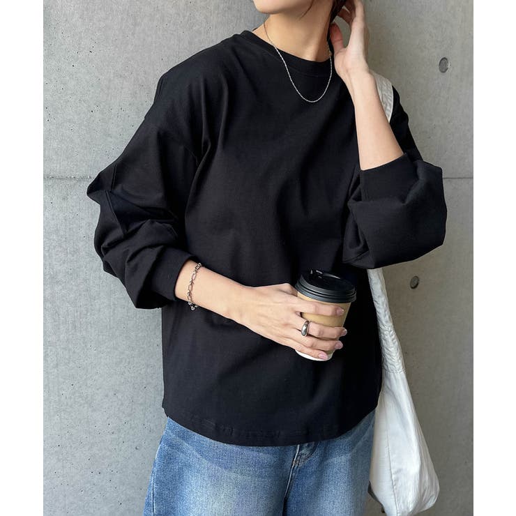 ブラック | タック ボリューム袖 Tシャツ | andme