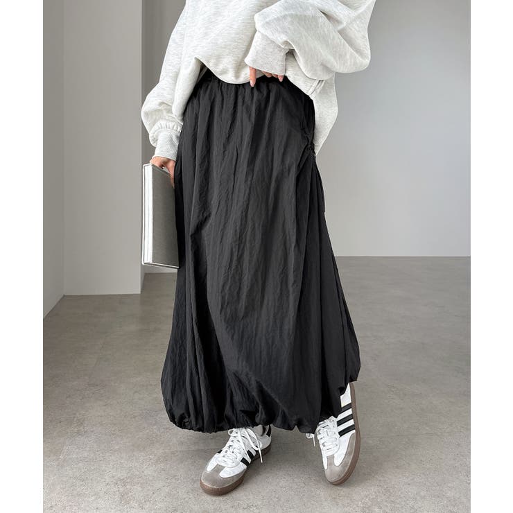 ANDREA&CO タフタ　バルーンスカート　ロングスカート　ナイロン　ホワイト ANDREA&CO タフタ バルーンスカート ロングスカート ナイロン