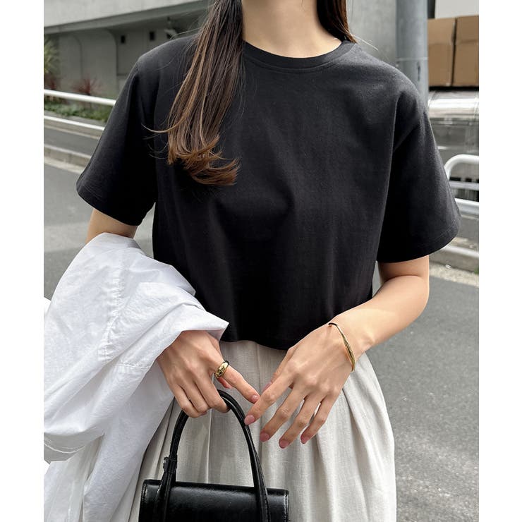 ブラック | ショート丈 コットン 半袖 | andme