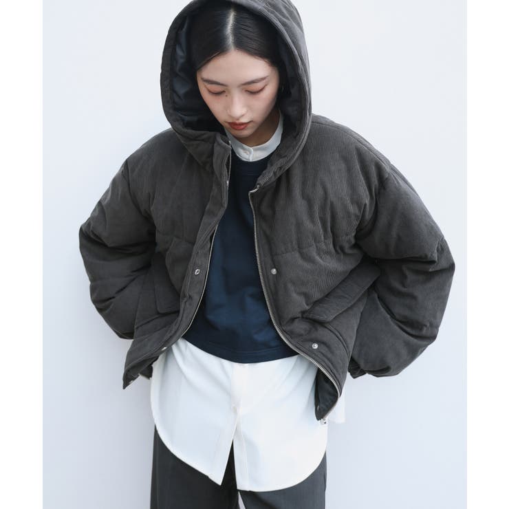 チャコールグレー | 中綿 ダウン 細コーデュロイ | andme