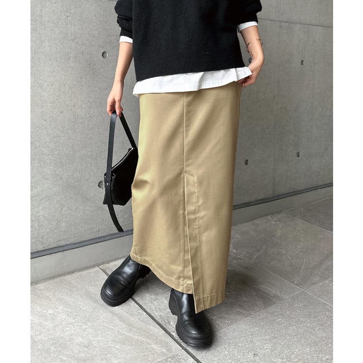 ベージュ | 前スリット チノ ロング | andme