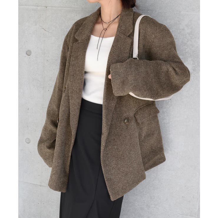 ブラウン | ヘリンボーン ダブル テーラード | andme