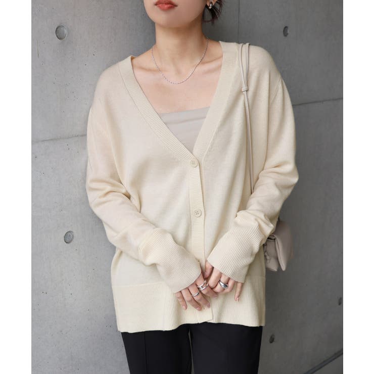 オフホワイト | 天竺 ウール Vネック | andme