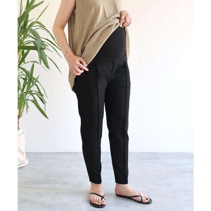 ブラック | ストレッチ マタニティ テーパードパンツ | andme