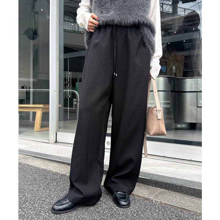ブラック | ワイドパンツ とろみ イージー | andme