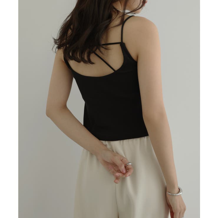 ブラック | テレコリブ カップ付き バックストラップ | andme