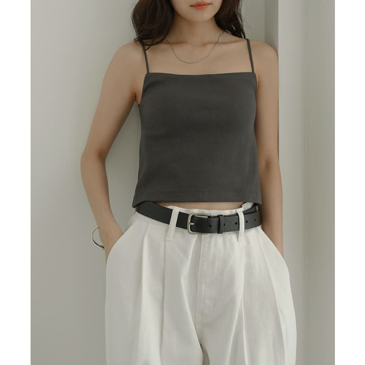 チャコールグレー | テレコリブ カップ付き バックストラップ | andme