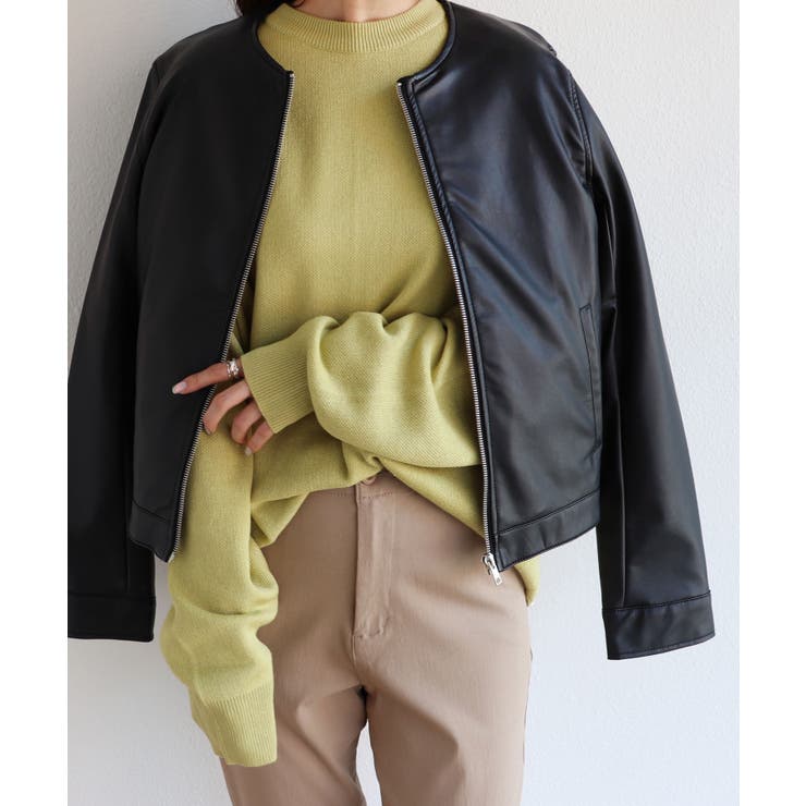 フェイクレザー ノーカラー ライダースジャケット 品番 Az And Me アンドミー のレディース ファッション通販 Shoplist ショップリスト