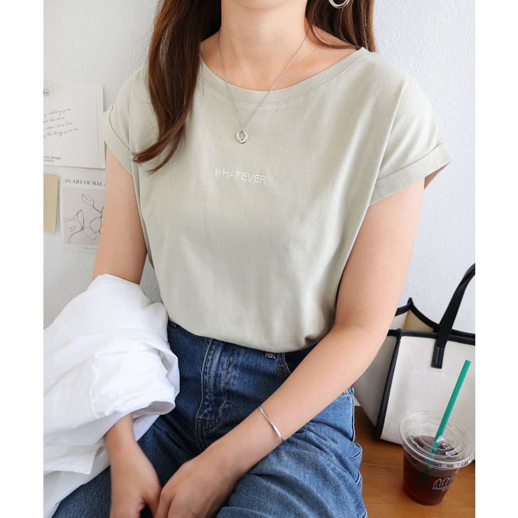 ミント | ロゴ フレンチスリーブ Tシャツ | andme