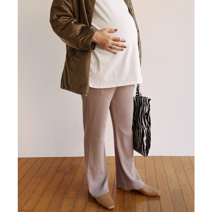ライトブラウン | セルフカット マタニティ フレアパンツ | andme