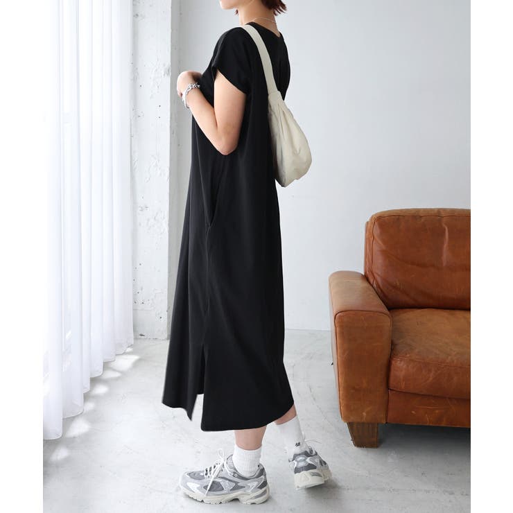 ブラック | 背中タック Tシャツ ワンピース | andme