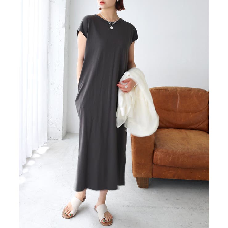チャコールグレー | 背中タック Tシャツ ワンピース | andme
