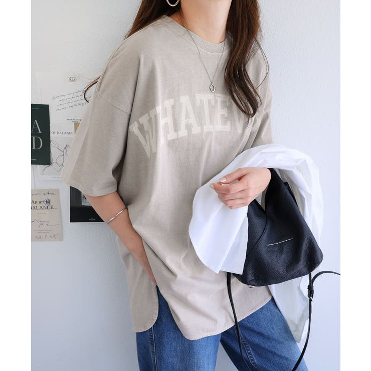 かすれロゴプリント オーバーサイズ Tシャツ[品番：AZ000003995