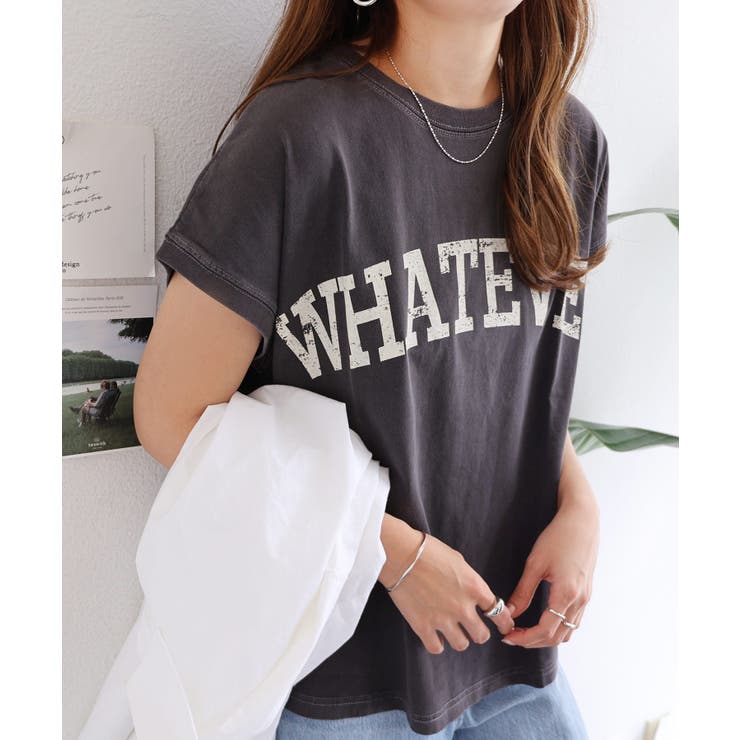 スミクロ | かすれロゴプリント フレンチスリーブ Tシャツ | andme