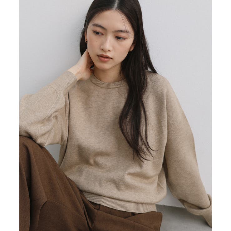 ライトベージュ | クルーネック 長袖 ニット | andme