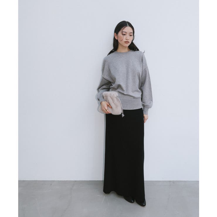 グレー | クルーネック 長袖 ニット | andme