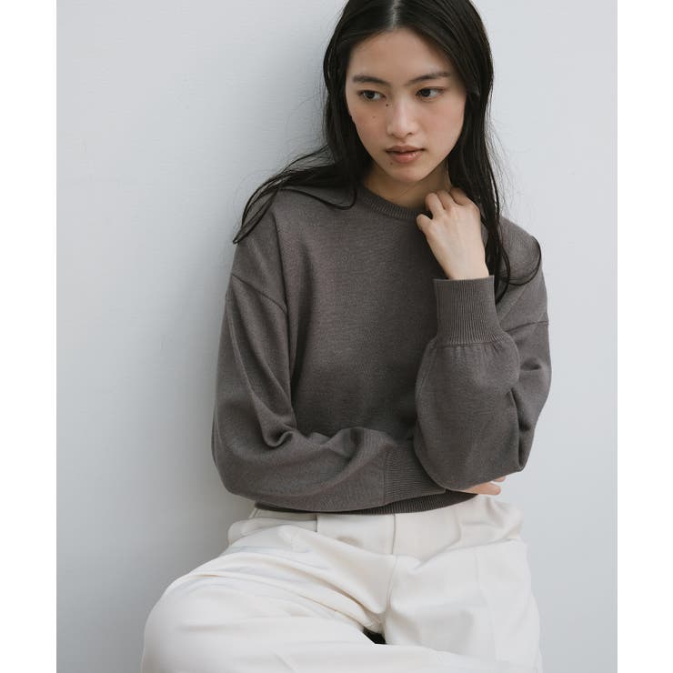 杢チャコールグレー | クルーネック 長袖 ニット | andme