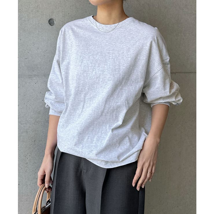 オートミール | 無地 ボーダー ボリューム袖 | andme