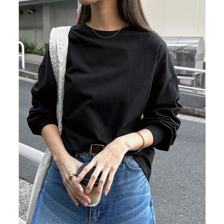 ブラック | 無地 ボーダー ボリューム袖 | andme