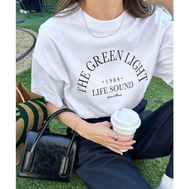 オフホワイト | コットン ロゴプリント 半袖 | andme