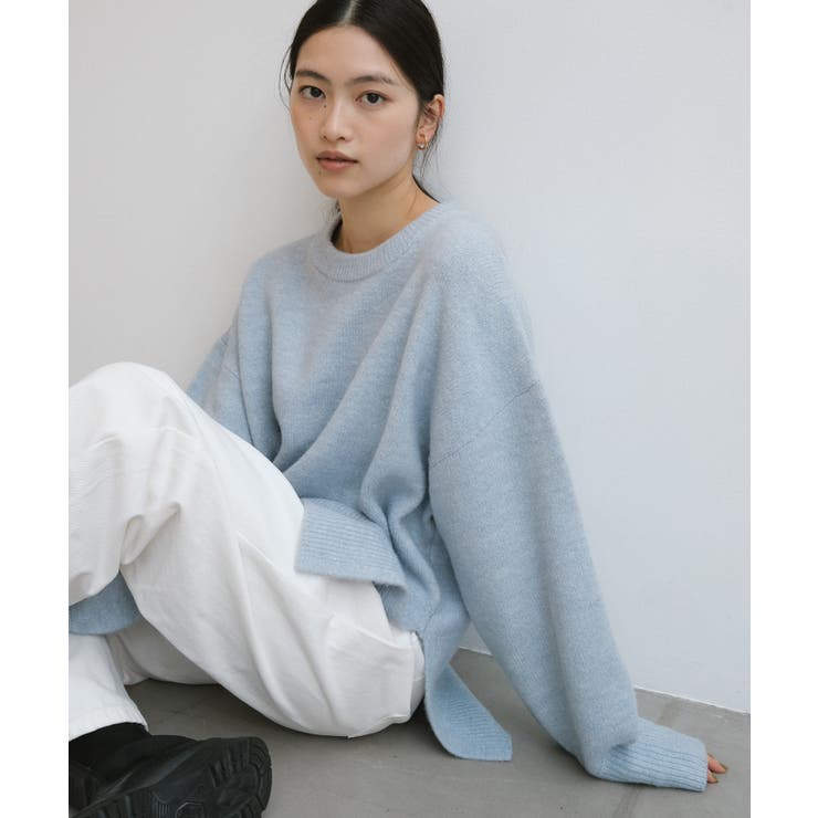 ブルー | 天竺編み ボックスシルエット 長袖 | andme