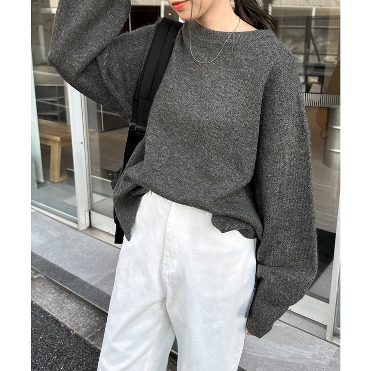 チャコールグレー | 天竺編み ボックスシルエット 長袖 | andme