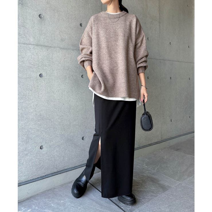 グレージュ | 天竺編み ボックスシルエット 長袖 | andme