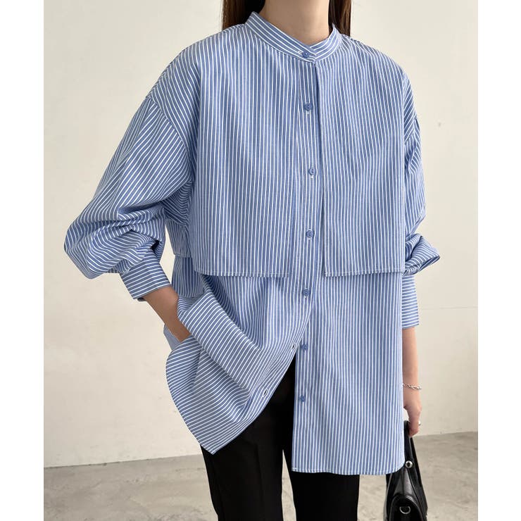 ブルー×オフホワイト | 無地 ストライプ ケープ付き | andme