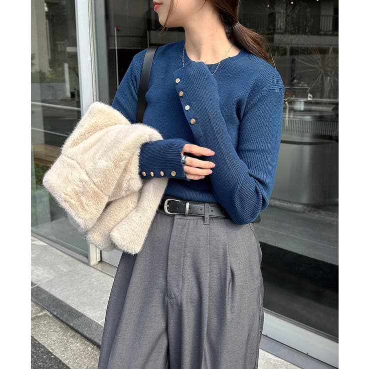 金ボタン リブ ニット[品番：AZ000004719]｜andme（アンドミー）の