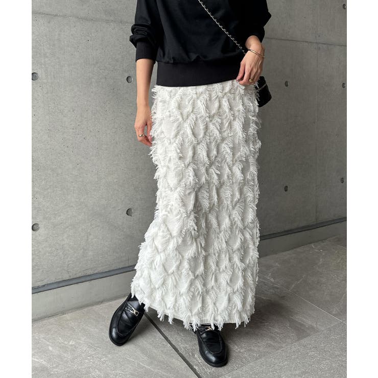 アイボリー | カットフリンジ ニット タイト | andme