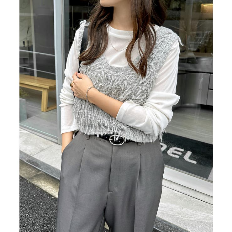 グレー杢 | ループ ツイスト編み ニット | andme