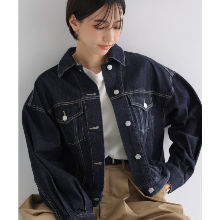デニムジャケット ショート丈 ツイル[品番：AZ000005184]｜andme