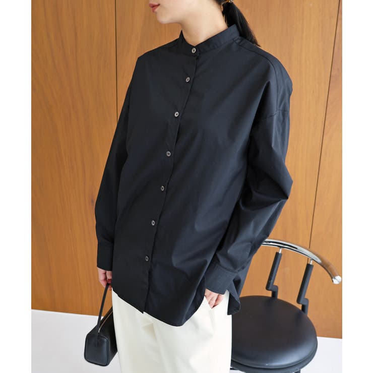 écume バンドカラーシャツ　ホワイト バンドカラーシャツ ホワイトシャンブレー Band Collar Shirt