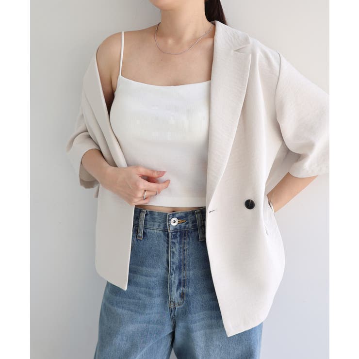 オフホワイト | テレコリブ カップ付き バックストラップ | andme