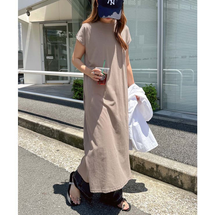 グレージュ | 背中タック Tシャツ ワンピース | andme