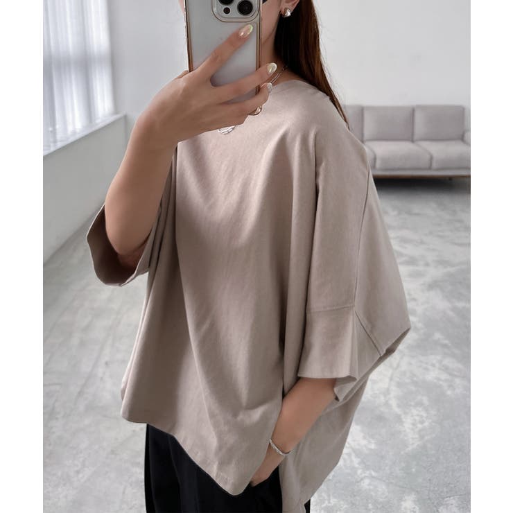 グレージュ | コットン ドルマン Tシャツ | andme