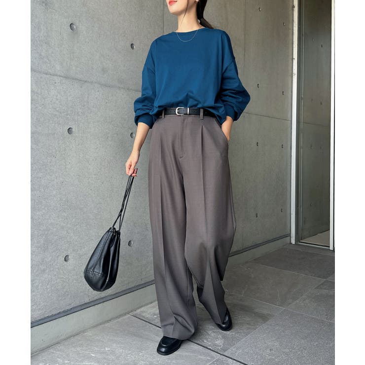 インクブルー | 無地 ボーダー ボリューム袖 | andme